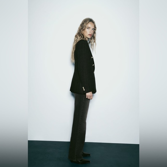 Zara Black Blazer with Silver Buttons - Picture 3 of 13